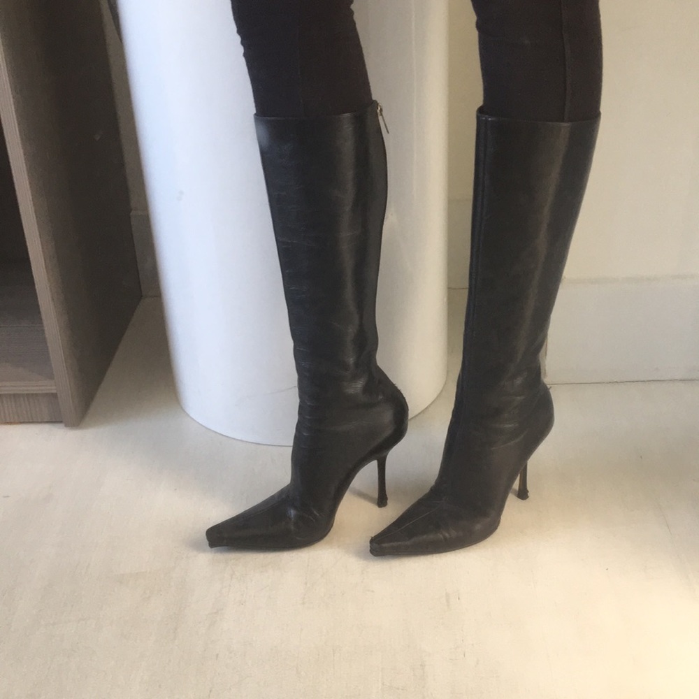 Jimmy Choo Black Leather Calf Boots